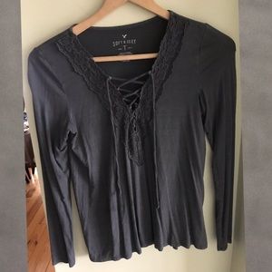 Lace neck line soft and sexy long sleeve AE